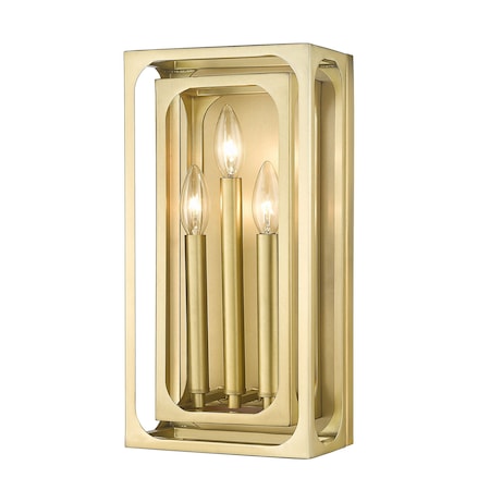 Z-Lite Easton Wall Sconce, 3-Light, 8 In.W x 5 In.L x 16 In.H, Rubbed Brass/Rubbed Brass 3038-3S-RB